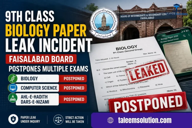9th class Faisalabad Board Biology Paper Leak 2026
