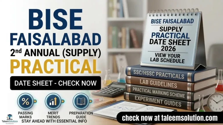 BISE Faisalabad 2nd Annual (Supply) Practical Date Sheet 2026